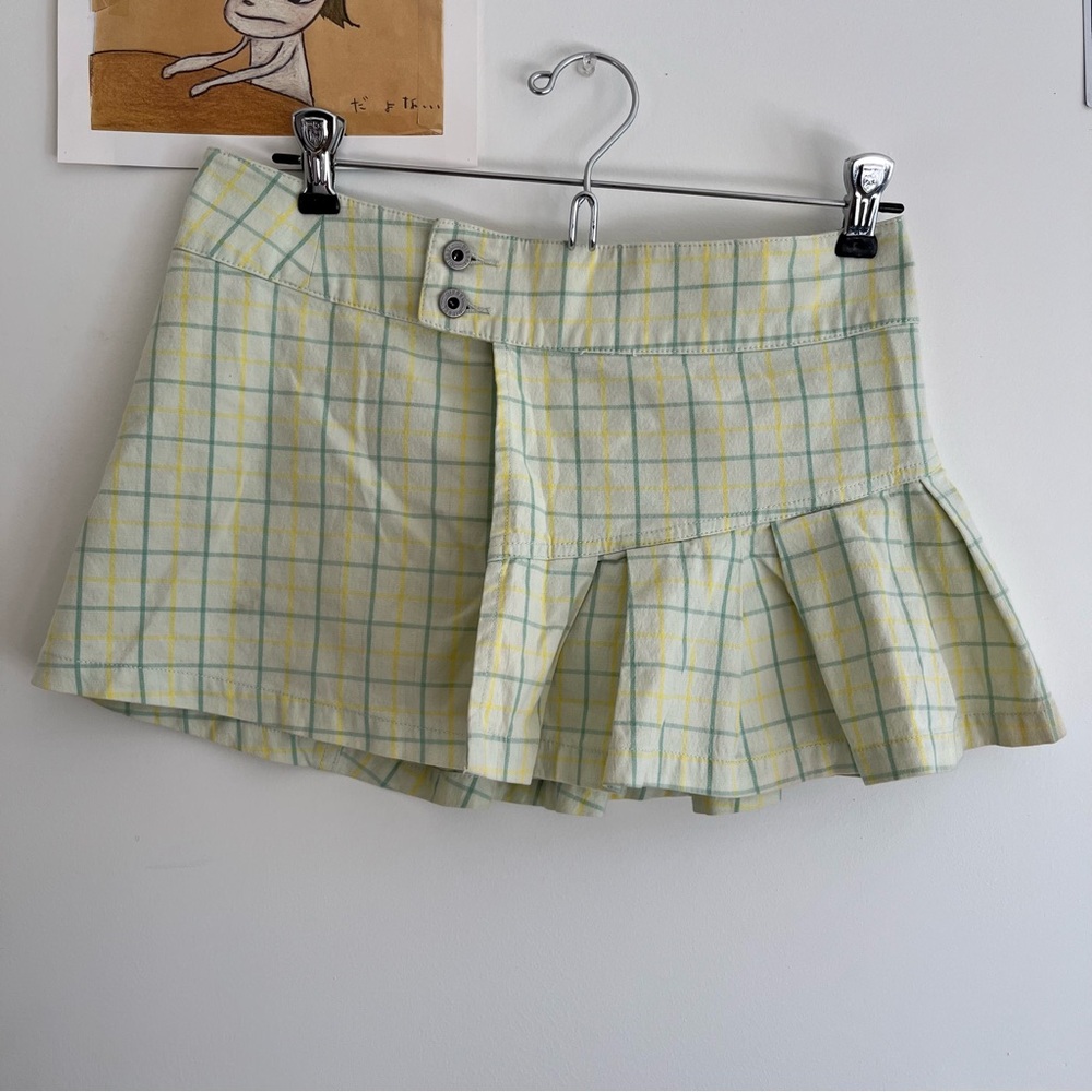 Diesel Yellow and Green Plaid Mini Skirt